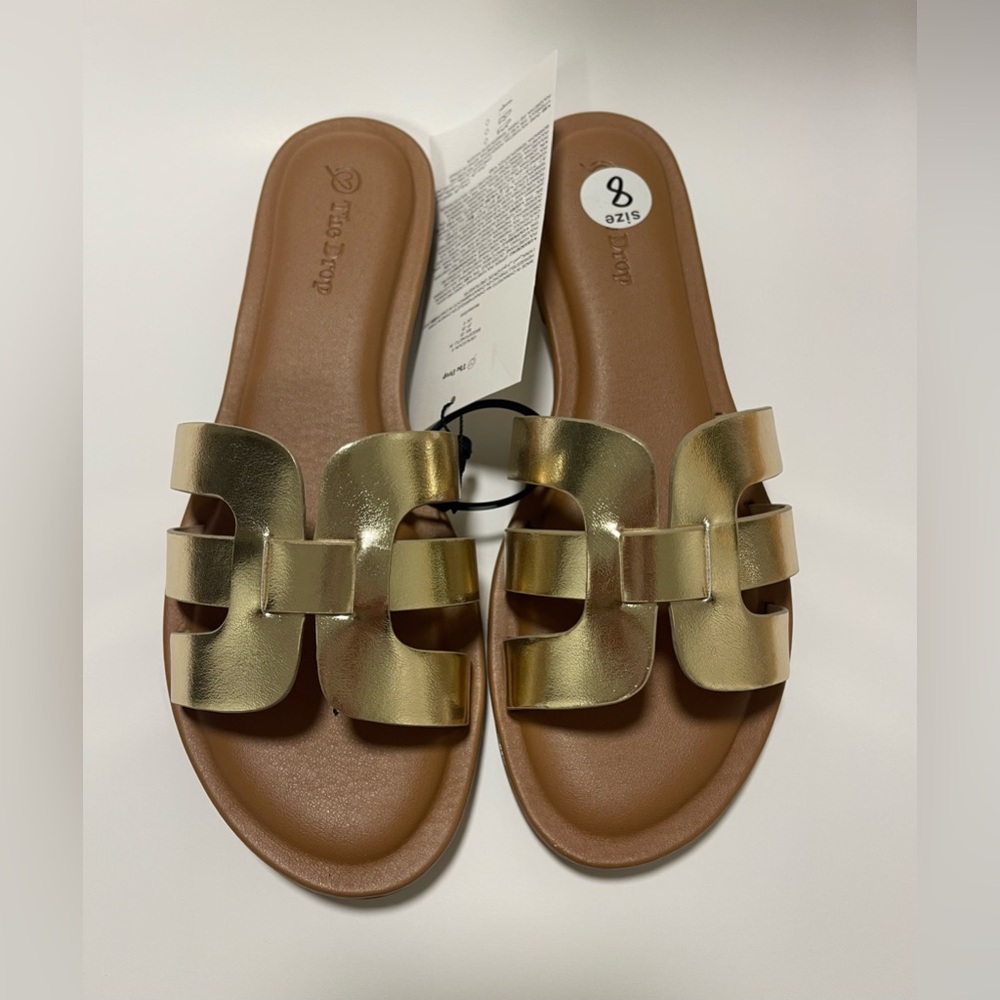 Gold Metallic Slide Sandals
